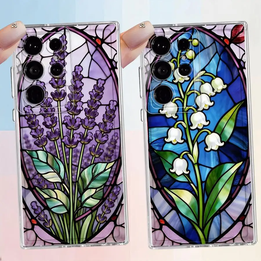 Case for Samsung Galaxy S26 S24 S25 Edge S22 FE S20 Plus S21 Note 20 Ultra 10 S23 Ultra Phone Cover Colorful Window Flowers