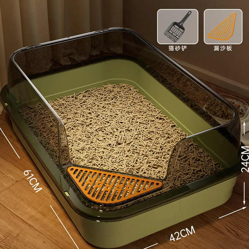 Cat Litter Box Oversized Semi-closed Cat Litter Box Large Anti-take-out Open Cat Litter Box Oversized Pet Supplies