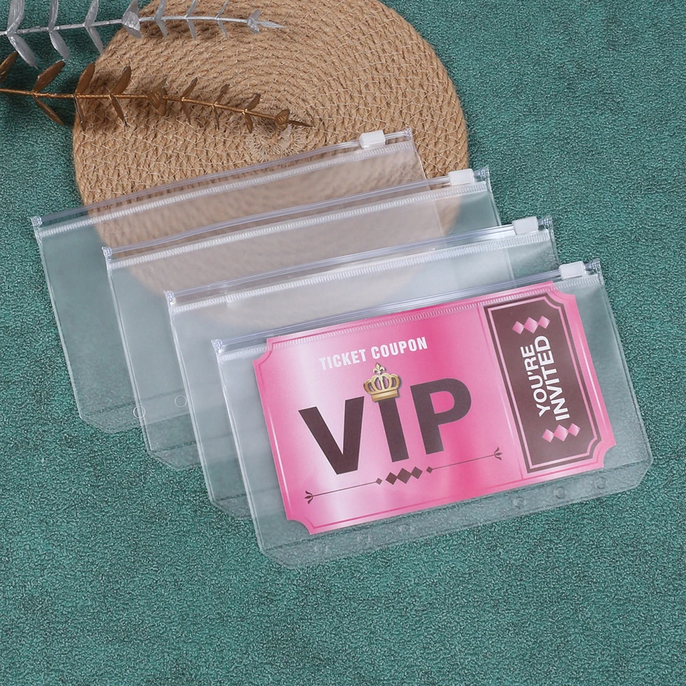 6/10Pcs A6 Binder Pockets Clear Zipper Binder Bag Money Organizer Budget Document Filing Loose Leaf File Pocket