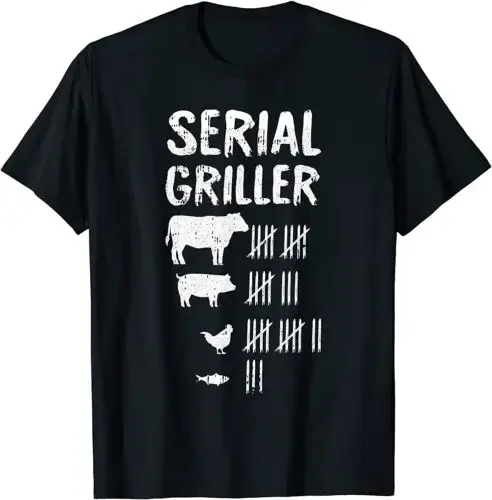 

NEW LIMITED Serial Griller Fathers Day Funny Grilling Grill BBQ Master Printed T-Shirt Aesthetic Men Clothing Short-sleev Tops