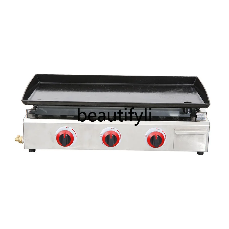 

Commercial gas grill three-headed pancake machine stall, snacks, catering equipment