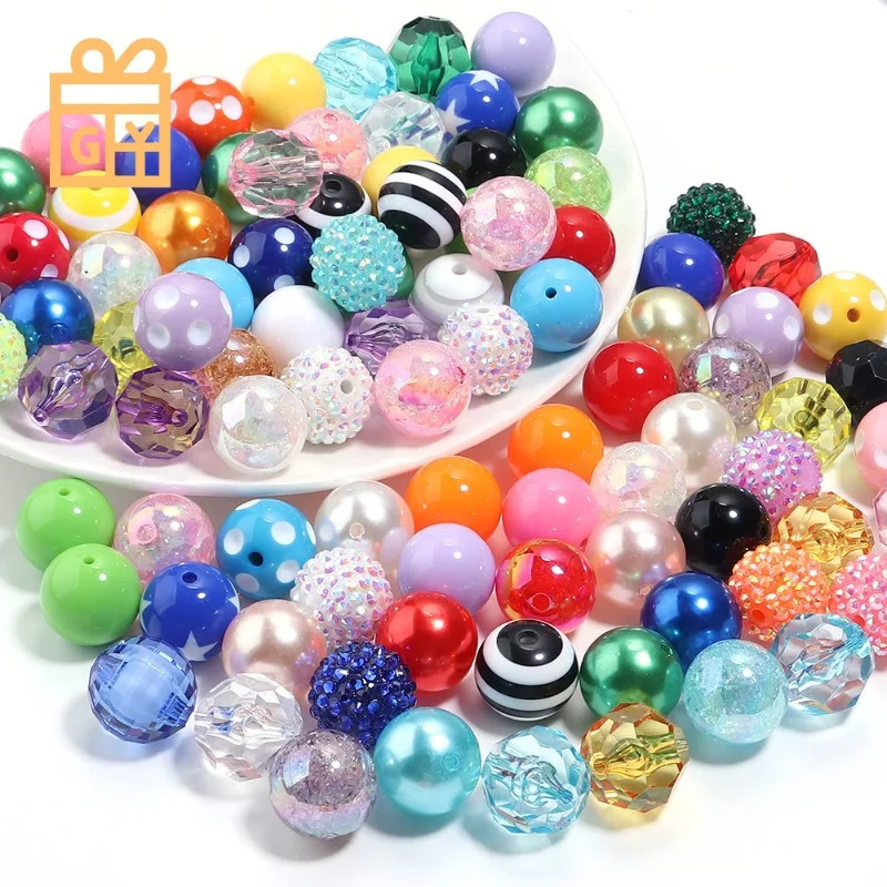

120 Pcs 20Mm DIY Beads For Pens Rhinestone Beads Bubblegum Beads For Pens Beadable Keychains Craft Pen Jewelry Making Durable