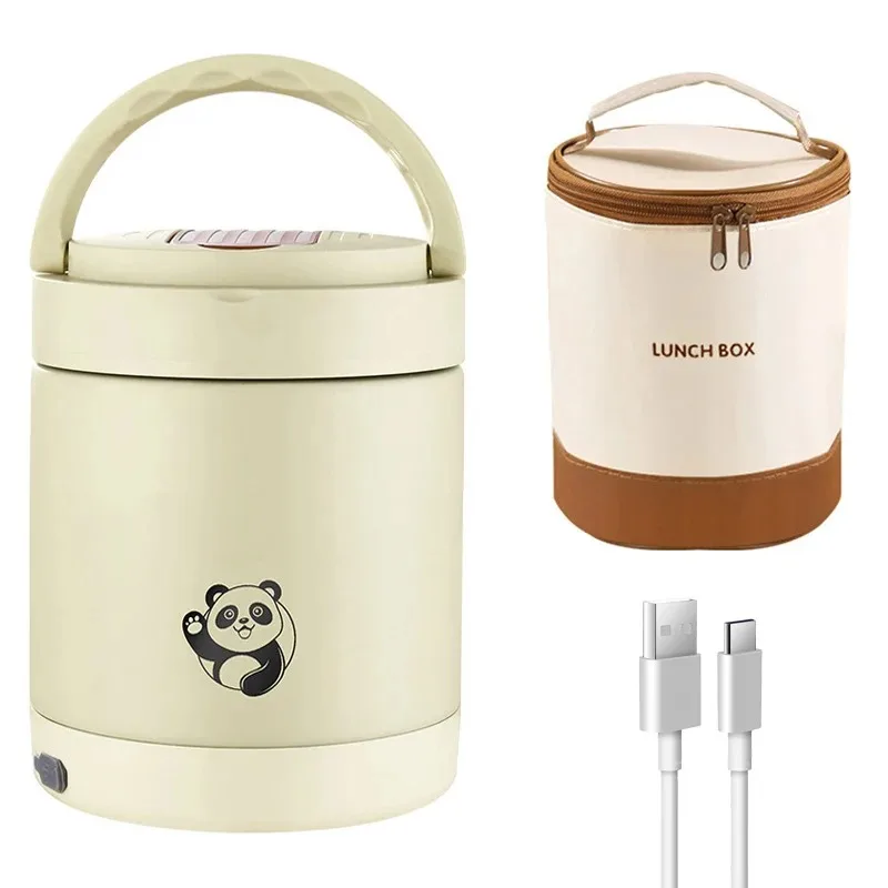 Wireless Portable USB Electric Heated Lunch Box Leakproof Outdoor Office Car Food Warmer Container Stainless Steel Rice Cooker