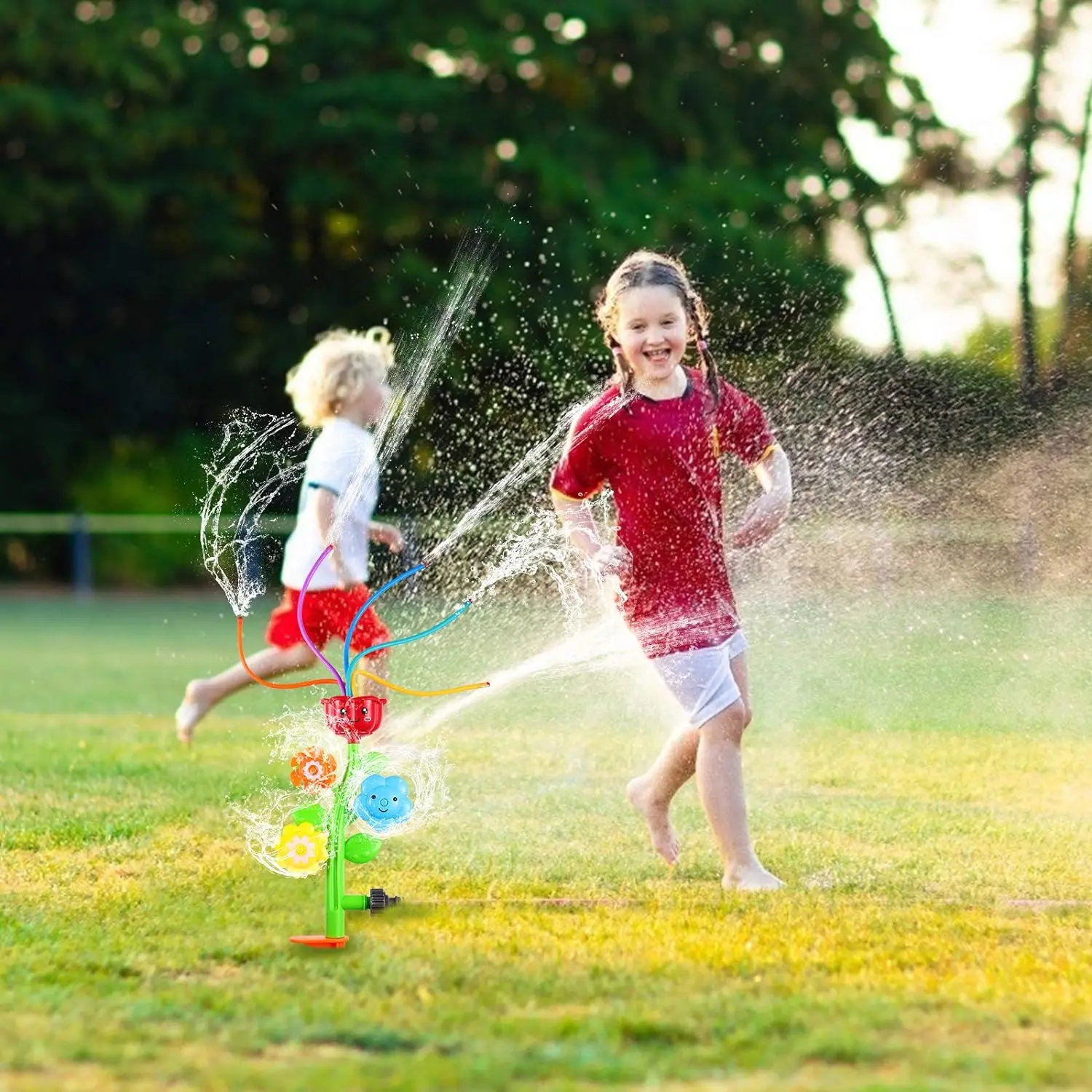 Water Sprinkler for ,Spinning Flower Sprinkler Splash with Roating Nozzles,Water Wiggles Swimming Pool Garden Lawn Outdoor Play