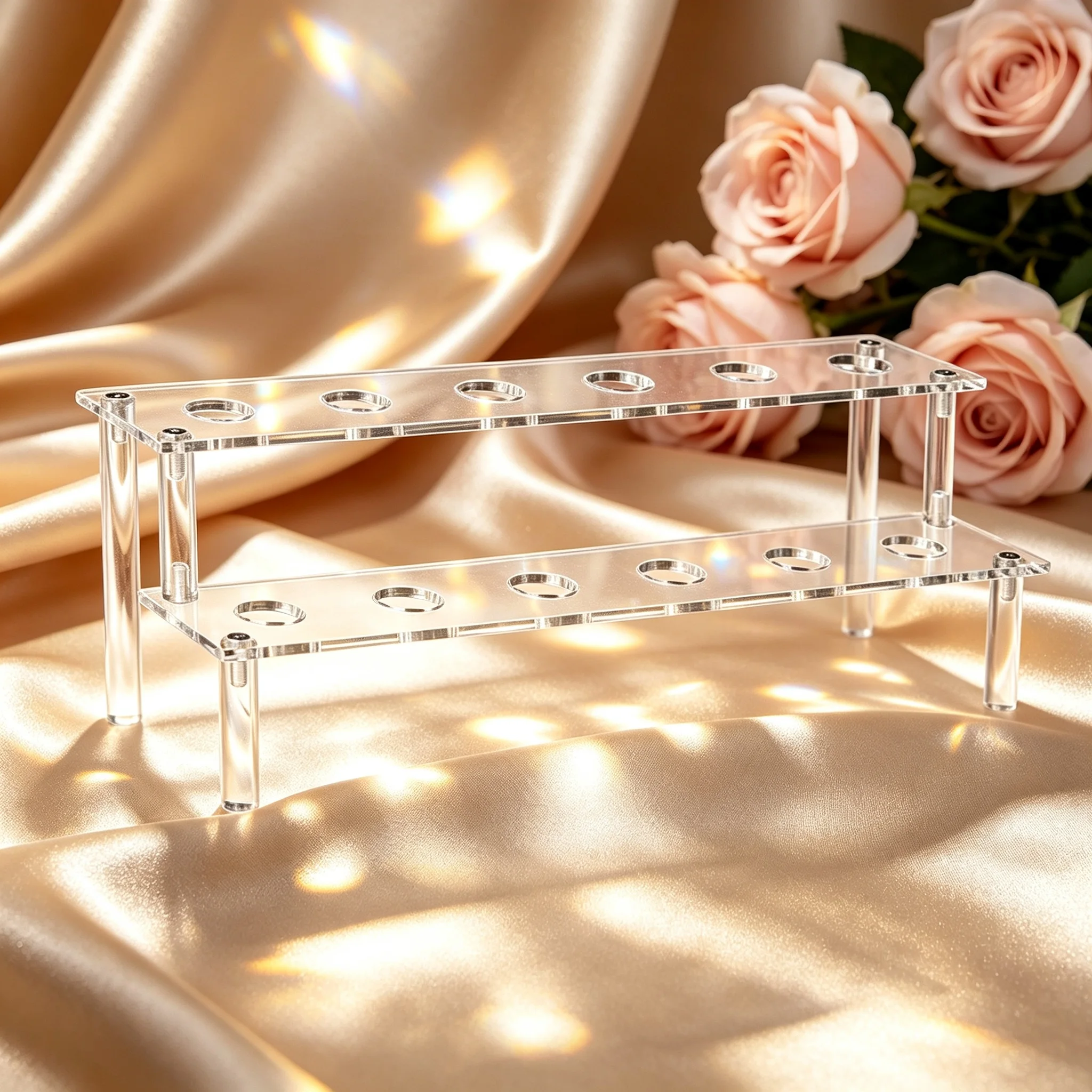 Acrylic Ice Cream Cone Holder with 12 Holes 2-Tier Acrylic Cone Stand for Cupcake, Popcorn, Restaurant, Sugar, Wedding Party