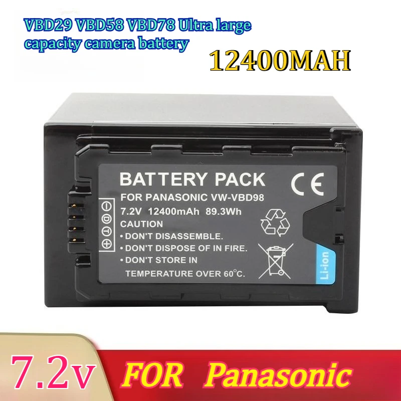 

12400MAH 7.2V VW-VBD98 Battery Suitable for Panasonic HC-MDH2/MDH3 170MC Universal VBD29 VBD58 VBD78 Long-lastingdigital Battery