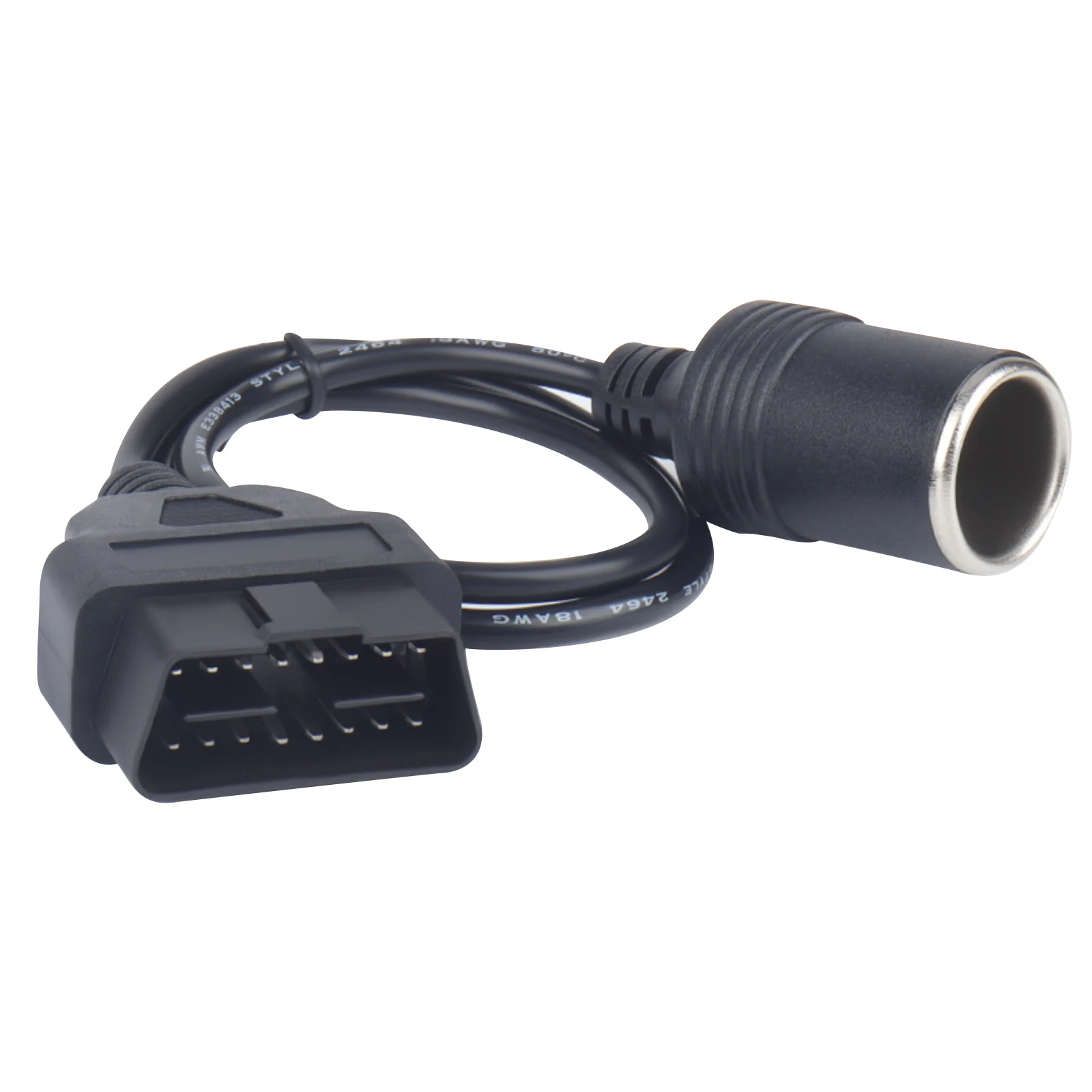 OBDII OBD2 Power Cable 16Pin to Car Cigarette Lighter DC Power Source OBD2 Connector Adapter with Switch 1 / 2 Way Adapter