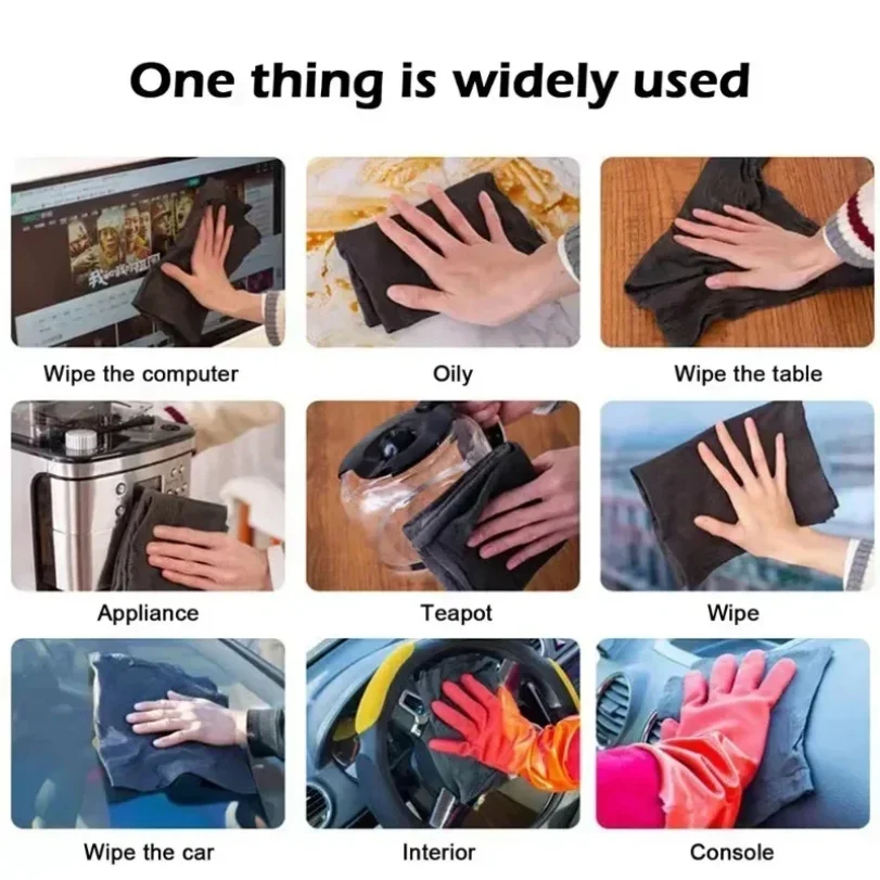 마법 청소 천 재사용 가능한 마이크로파이버 세척 천 자동차 창문 거울 닦는 수건 가정용 주방 청소 도구