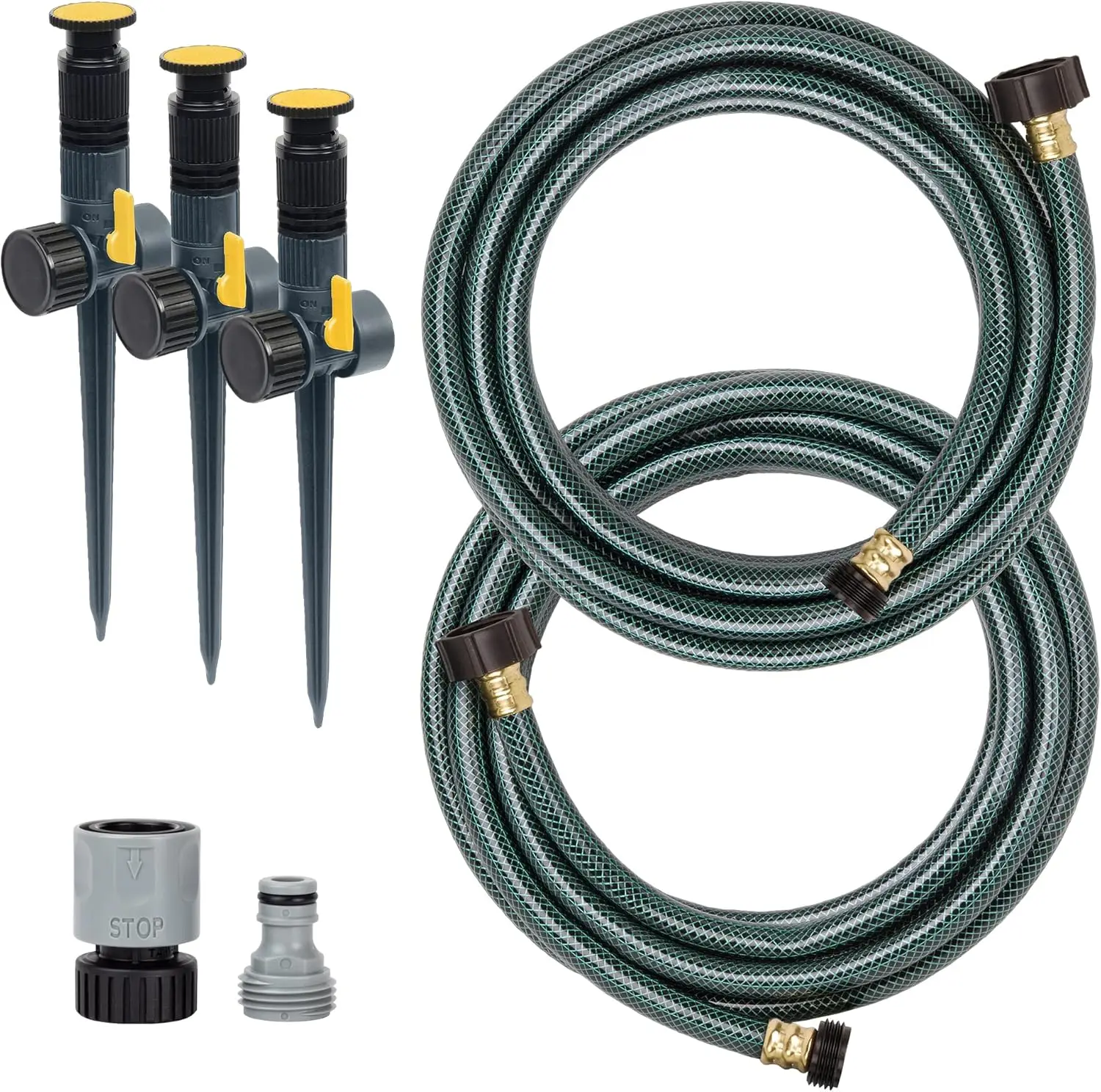 

65191AMZ Adjustable Spike Set Sprinkler Bundle, Green, Yellow