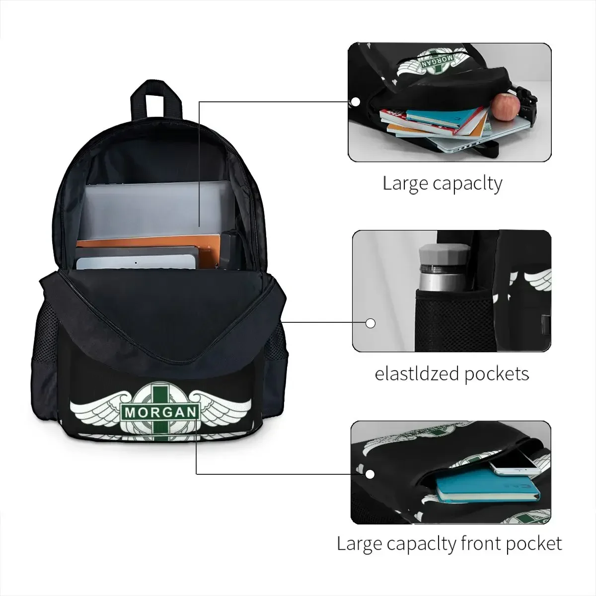 حقائب ظهر لشركة Morgan Motor Car Company للأولاد والبنات حقيبة كتب للطلاب حقائب مدرسية كرتونية حقيبة كتف للسفر بسعة كبيرة