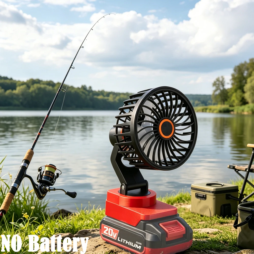 

Portable Cordless Fan Compatible with for Bauer 20V Lithium-ion Battery for Camping Fishing Travel Emergency Adjustable Angle