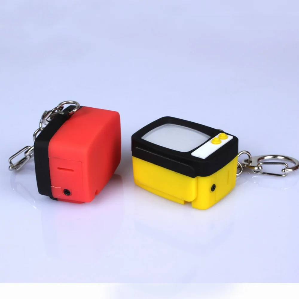 220 Creative TV-Shaped LED Keychain - Cute Portable Sound & Light Emitting Mini Toy Simulated TV Key Ring Novelty Gift