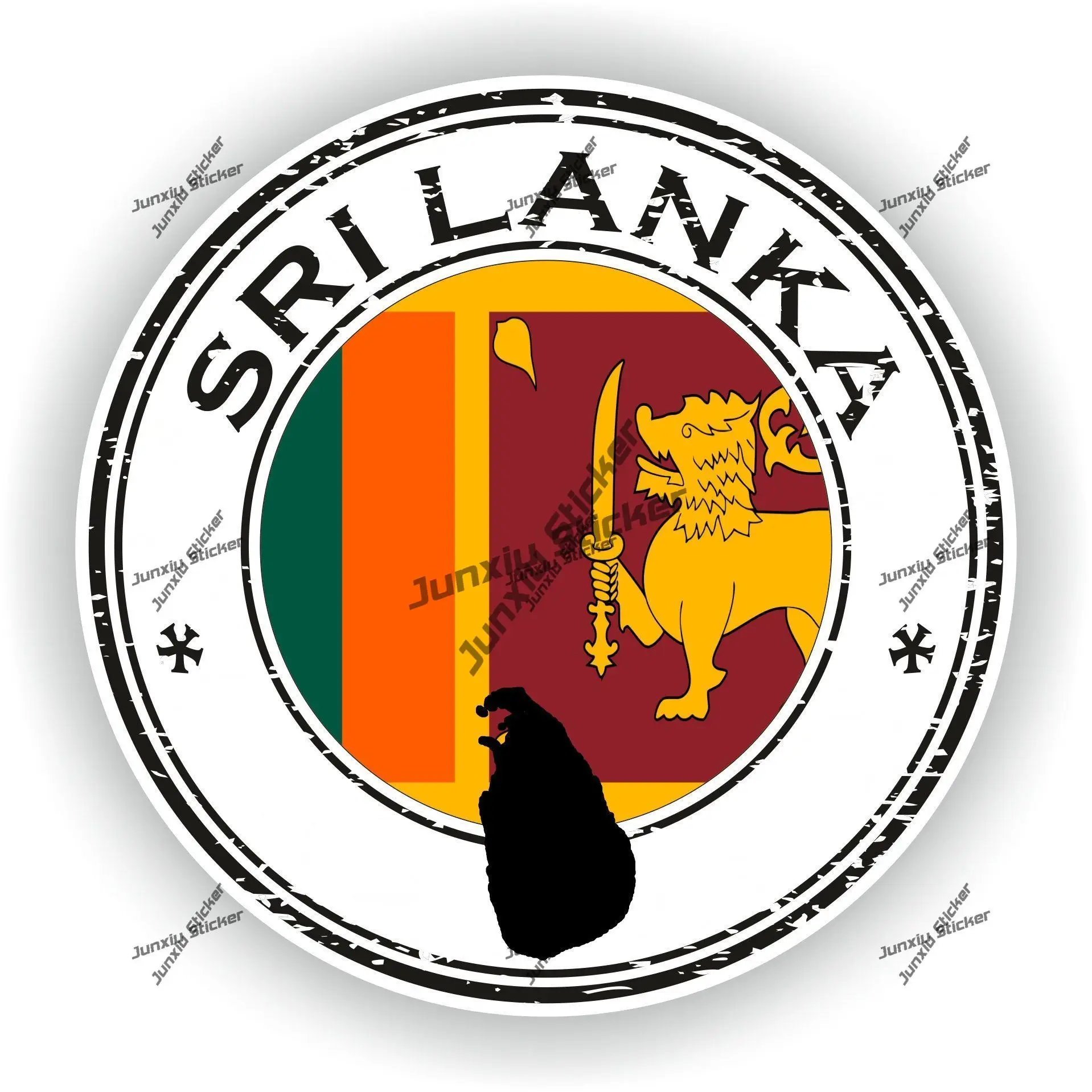 

Sri Lanka Sticker Coat of Arms of Sri Lanka Flag Round Outline Decal for Car SUV Bumper Pickup Camper Waterproof Accessories