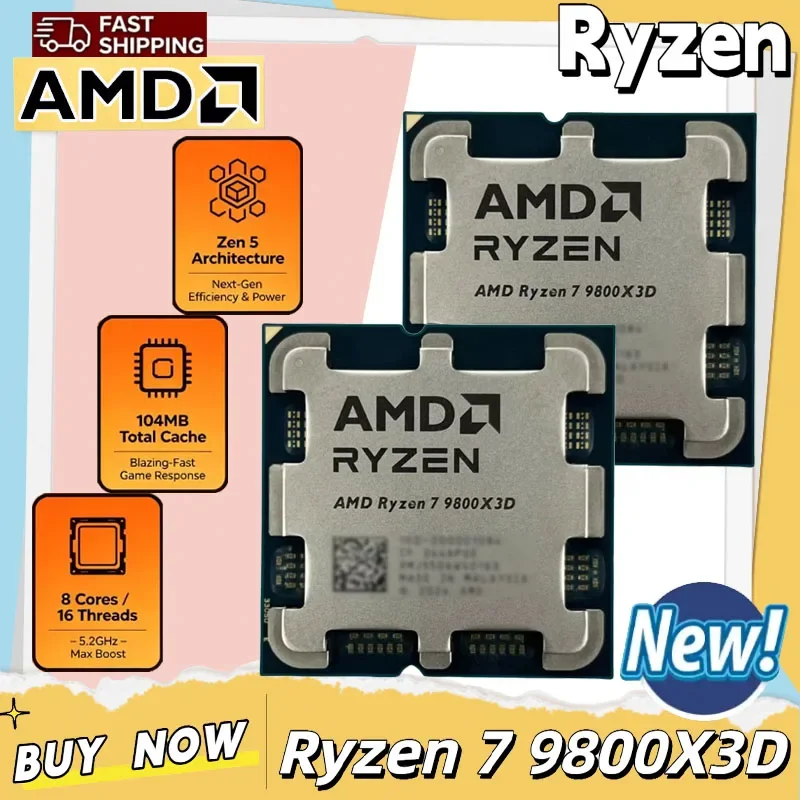AMD Ryzen 7 9800X3D Game CPU Up to 5.2GHz 8-Core 16-Thread 96MB Cache AM5 Desktop Gaming Processor Without Package