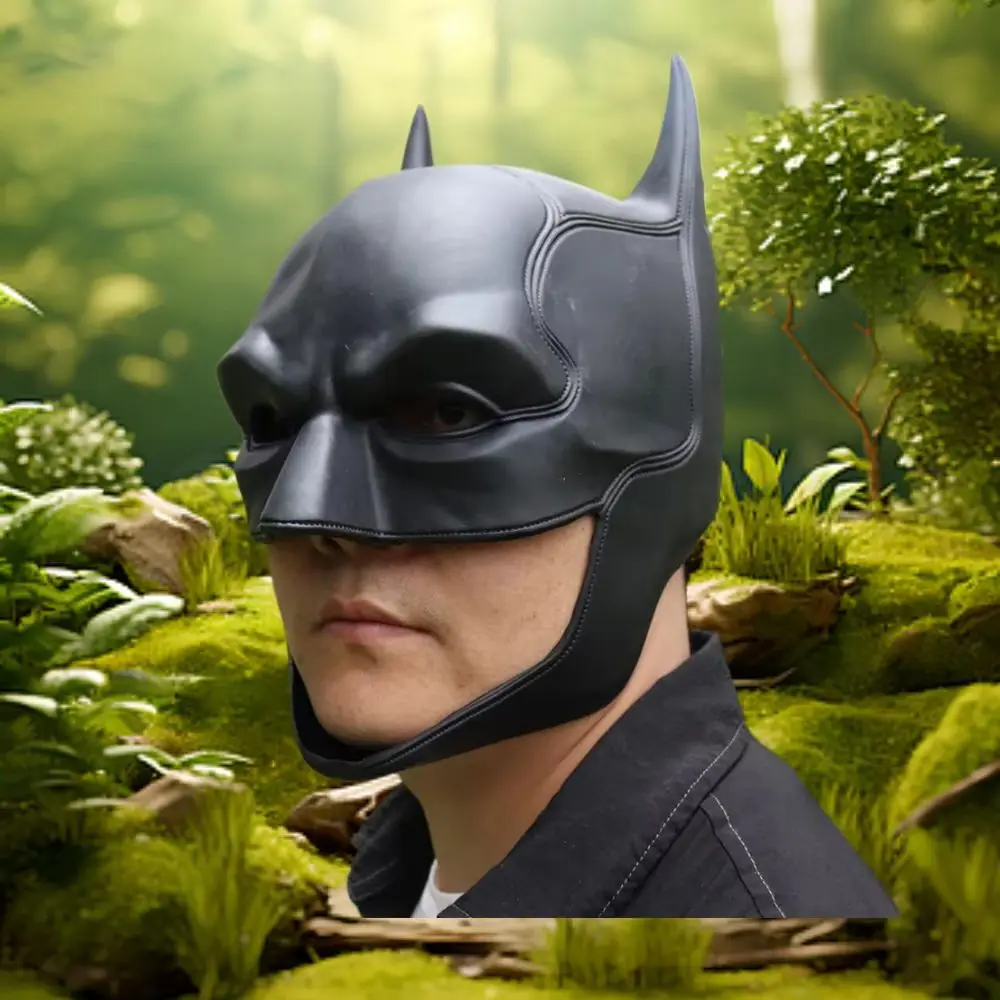 

Взрослый мужской костюм супергероя летучей мыши Брюс Уэйн Хэллоуин Маскарад Черная латексная маска и аксессуары