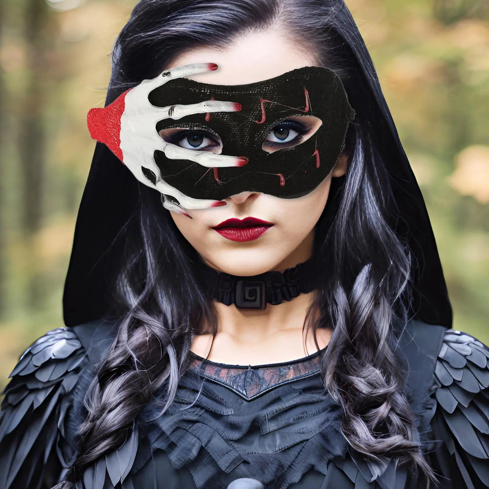 Skelett-Handmaskerade, halbes Gesicht, Neuheit, ausgefallene Accessoires, Halloween-Kostüm für Urlaub, Geburtstag, Frauen und Erwachsene