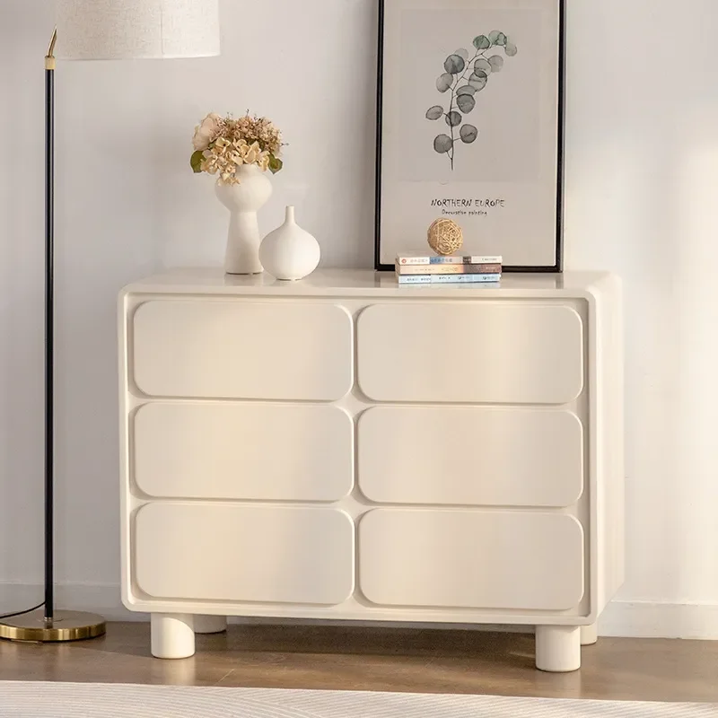 for Nordic Light Luxury Storage Cabinet Cream Style Sofa Side Table Bedroom Bedside Small Apartment White Painted Bucket