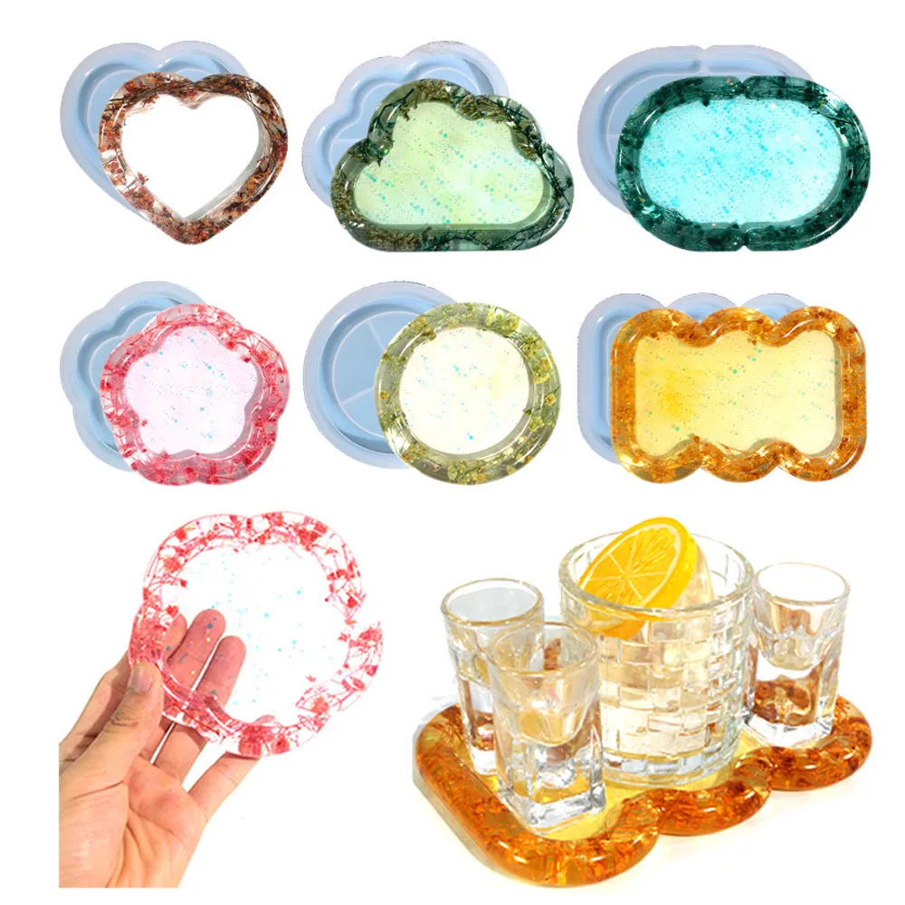 

Cloud Love Flower Circular Storage Tray Silicone Mold Aromatherapy Candle Dish Plaster Mold Candle Tray Coaster Resin Drip Mold