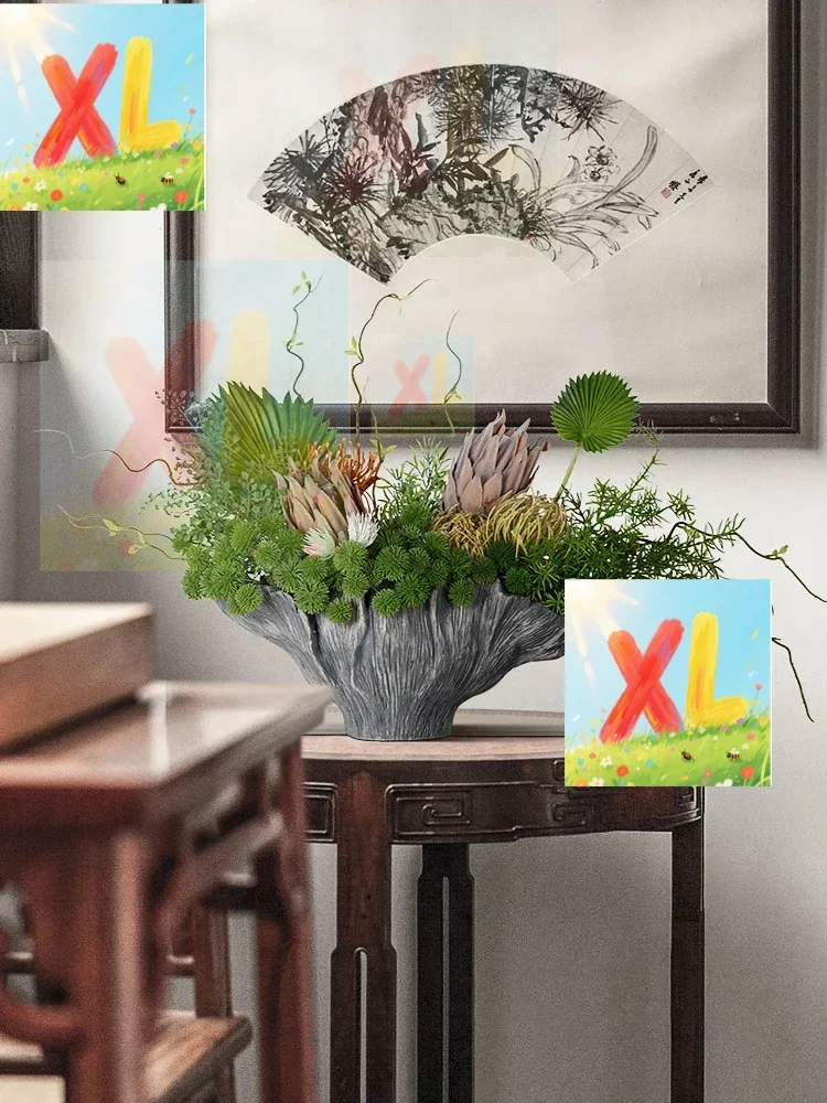 

New Chinese light luxury desktop simulation flower art hotel front desk homestay entrance decoration ornament conch shape