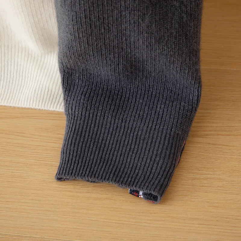 Мужской пуловер с круглым вырезом и цветными блоками, свитер из 100% чистого кашемира, осень-зима, свободный джемпер с длинными рукавами, кашемировый утепленный топ