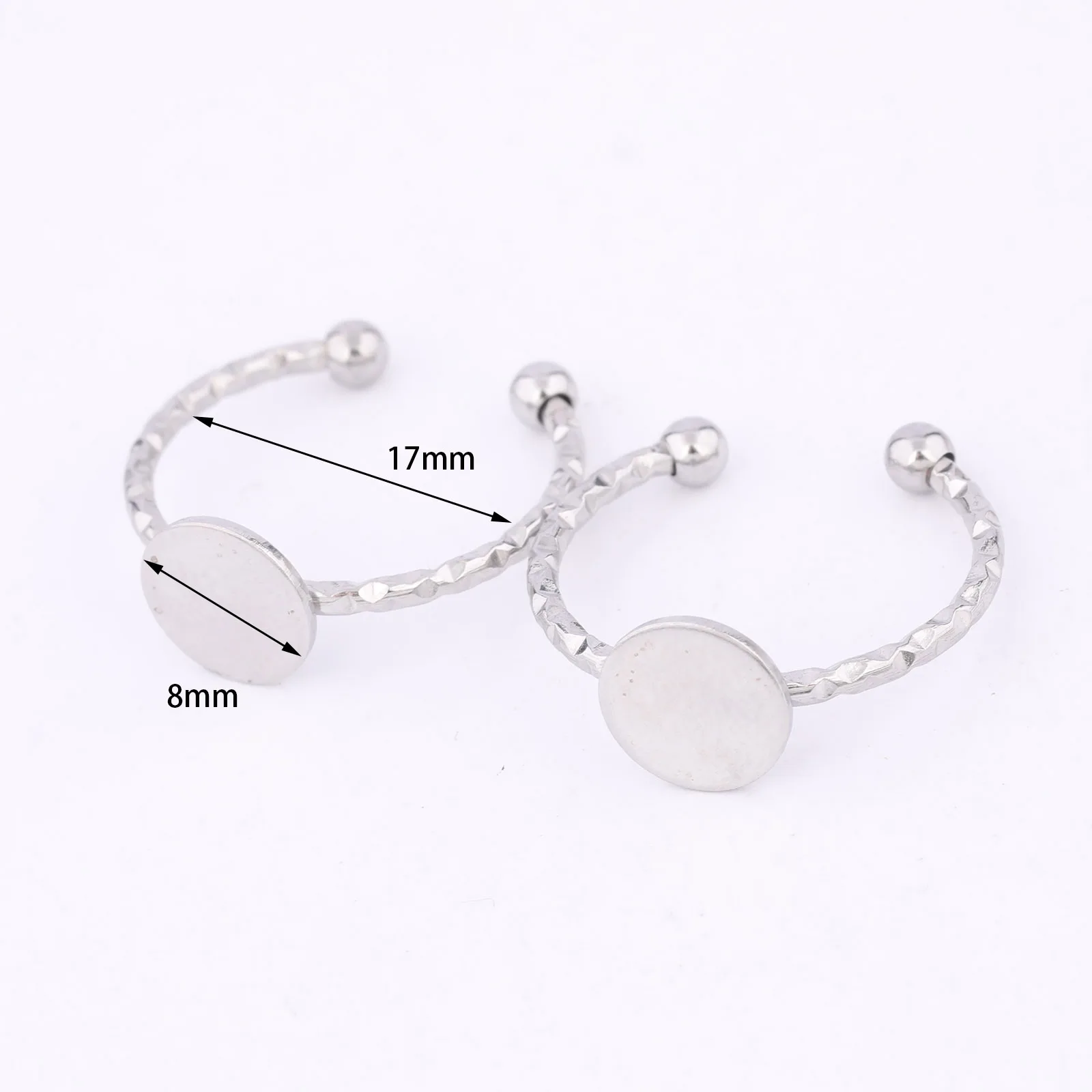 10pcs 8mm Disc Ring Base Blanks Adjustable Stainless Steel Gold Plated Bezel Settings For Fingerring Jewelry Making Supplies