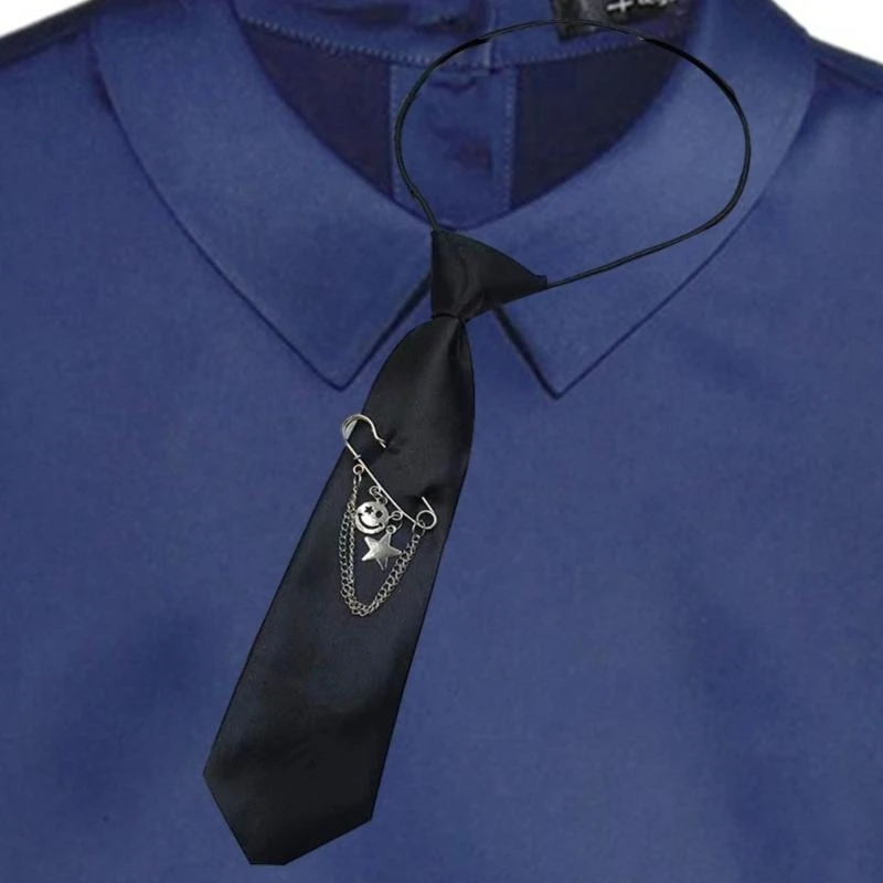5ASD Regolabile pre cravatta in metallo vintage Sorriso con perno studentessa uniforme cravatta