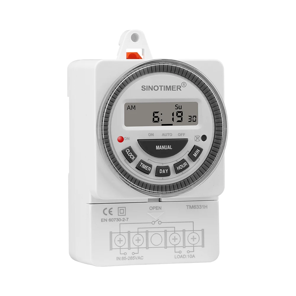 230Vac 7 Days Weekly Programmable Digital Timer Lighting Switch Output 220V Voltage Inside Battery with Dustproof Cover