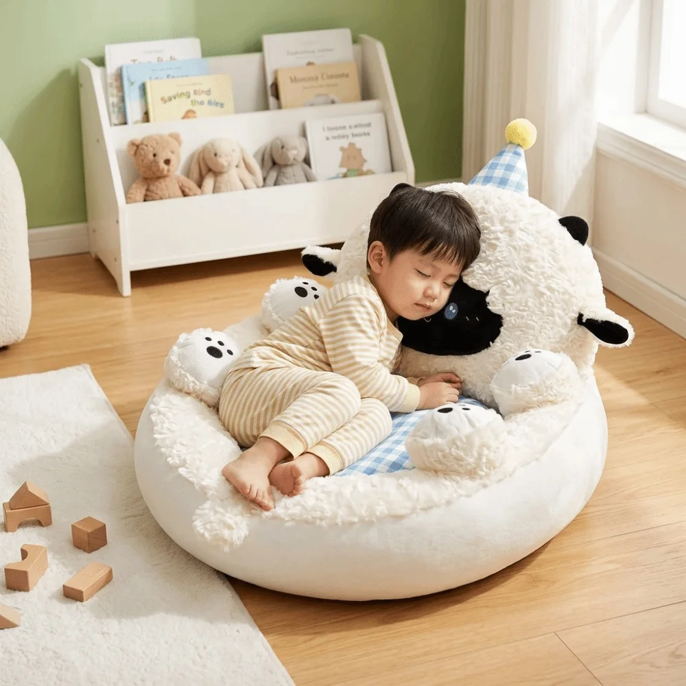 Cozy Sitting Thickened Floor Cushion Soft Fabric Seat Pad Cartoon Appearance Waist Support Floor Pouf Bay Window