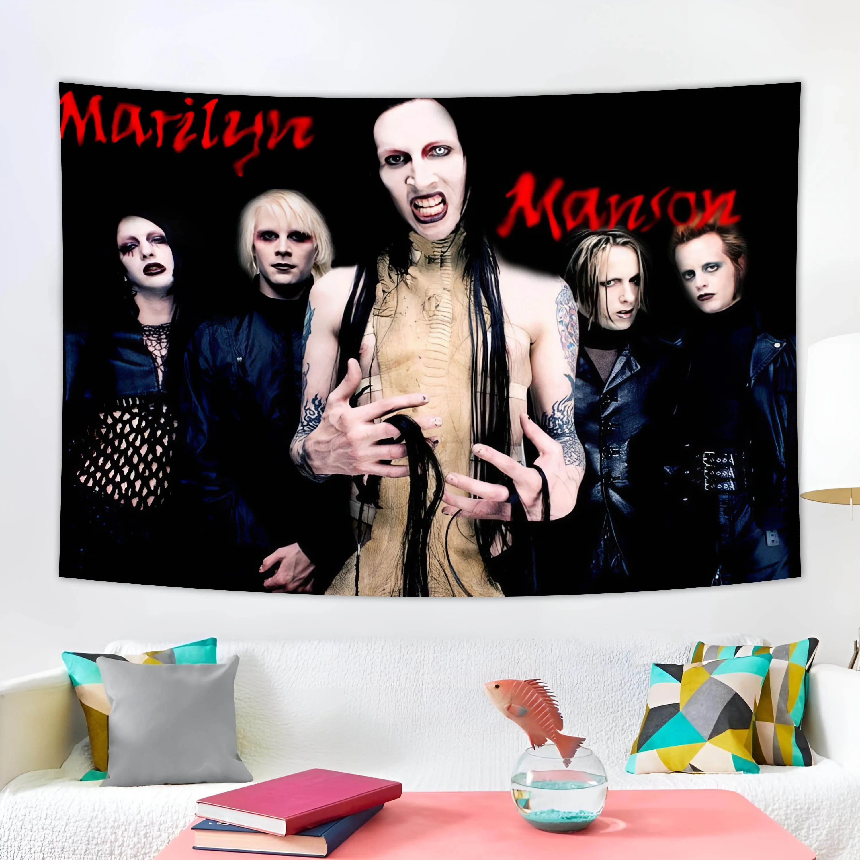 Marilyn Mansons Band Poster Background Tapestry Decorating Room Sofa Blanket Beautiful Banner