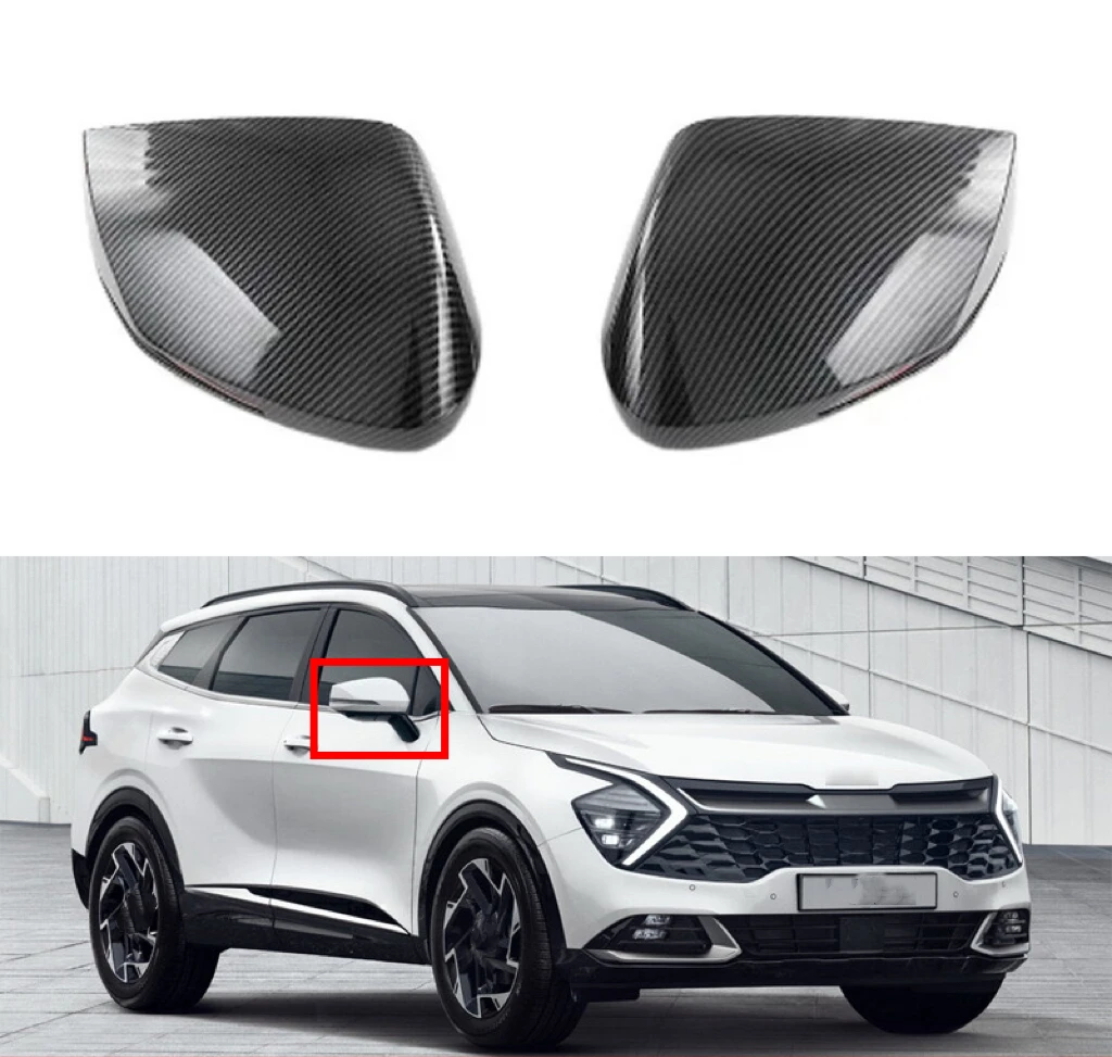 

Rearview Side Mirror Cover Fit For Kia Sportage NQ5 2021 2022 Car Body Carbon Fiber Look ABS Trim Frame Caps Sticker