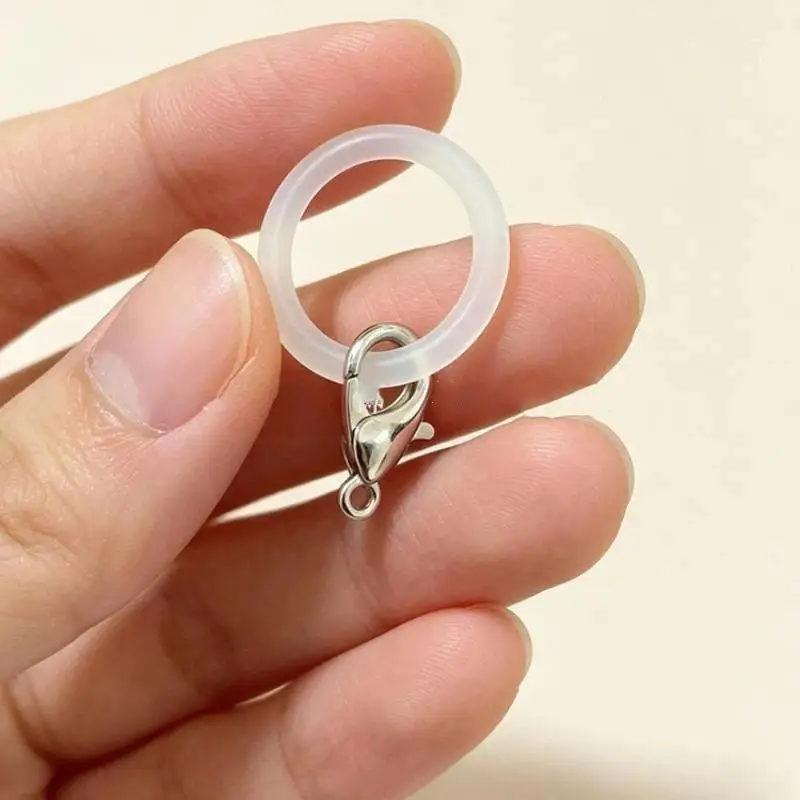 S 10Pcs Transparent O Shaped Silicone Keyring Flexible Rubber O Rings Connectors DIY Jewelry Bag Charm Making Accessory