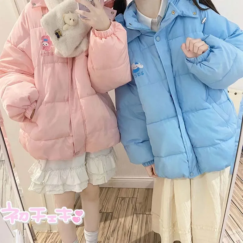 

Miniso Kawaii My Melody Kuromi Cinnamoroll Cartoon Embroidery Quilted Coat Autumn and Winter Warm Coats Friend Gift