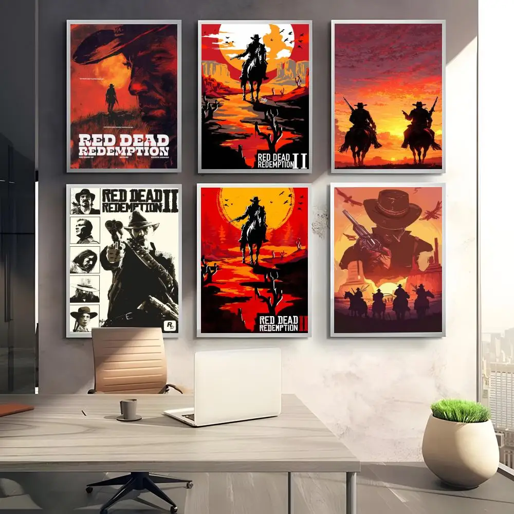 red dead redemption 2 Anime Poster Poster Sticky Waterproof Coffee House Bar Room Wall Decor Gift