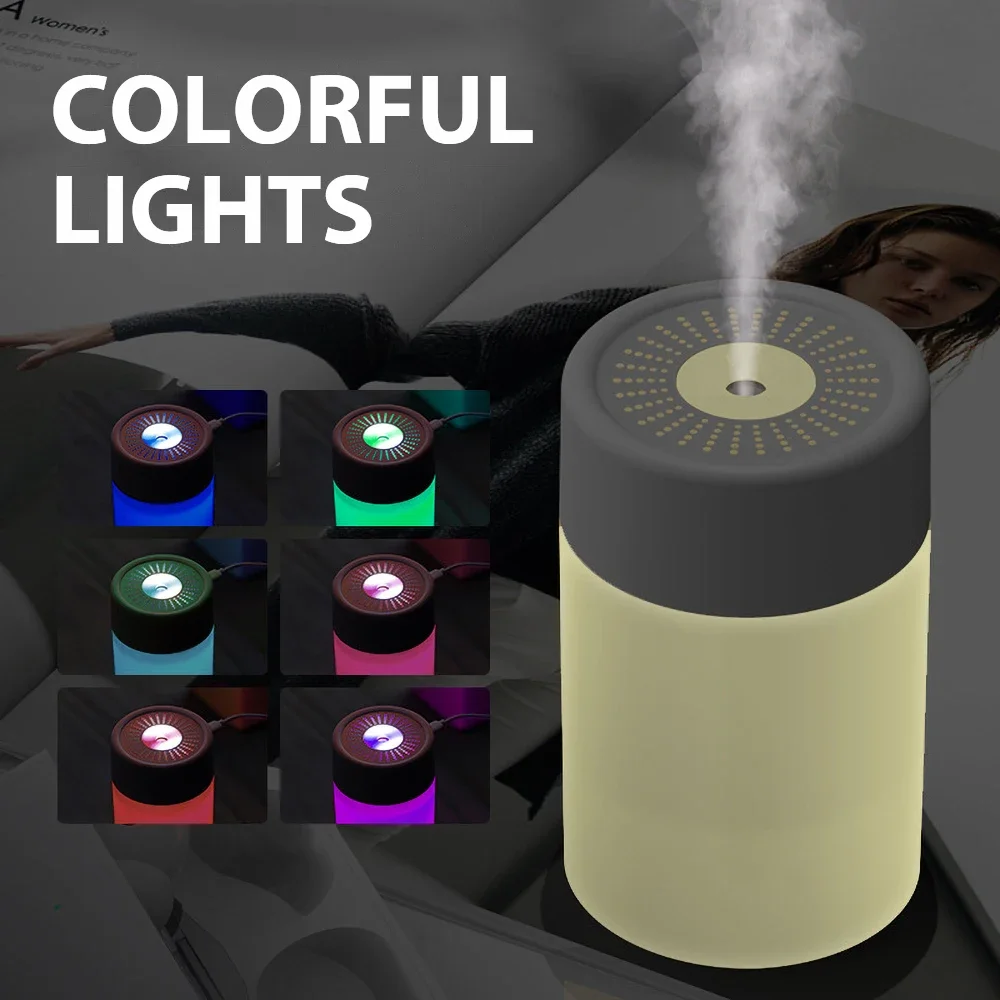 Diffuser aromaterapi ultrasonik, penyegar udara mobil Atomizer minyak esensial USB rumah mobil, lampu LED 280ML