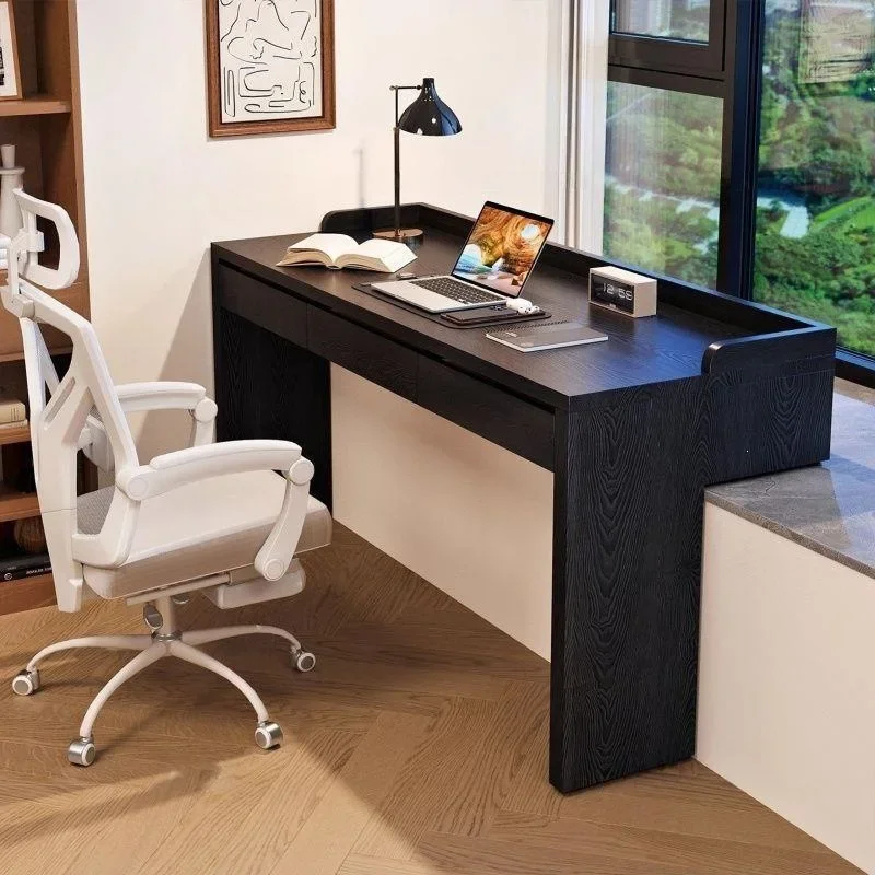 d7solid wood bay window desk with drawer conversion computer desk, home bedroom windowsill office desk, solid wood workbench