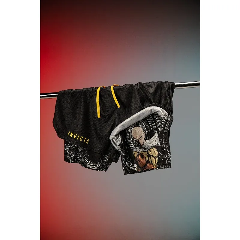 Anime One Punch Man Saitama 2-in-1 Compression Shorts Summer Quick Drying Sport Shorts Breathable Gym Workout Shorts view 2