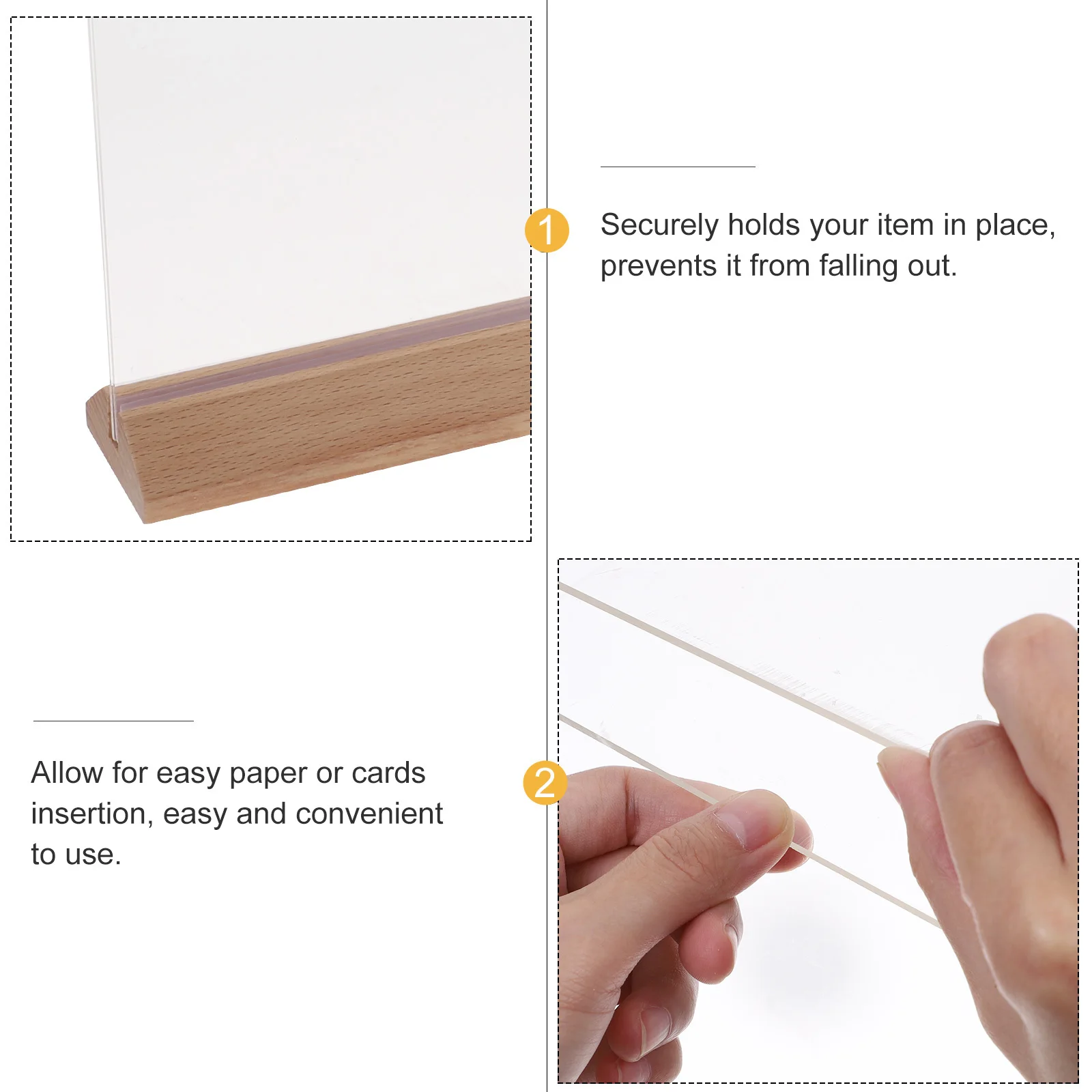 

Acrylic Sign Holder Transparent Tabletop Display Stand Stable Base For Menu Price Tags Restaurant Wedding Fair Desktop