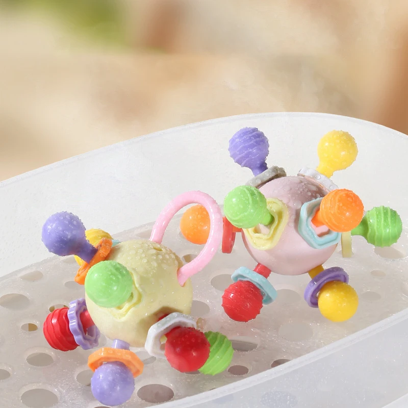 Hand Grip Ball Teeth-glue Manhattan Gnawing And Potable Rattle Sound Toy Newborn Infant Learning Developmental Toy