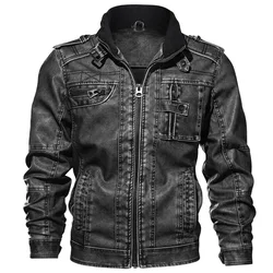 New Autumn and Winter Men's Motorcycle Windproof Jacket Men's Trendy Youth Versatile Casual Leather Jacket