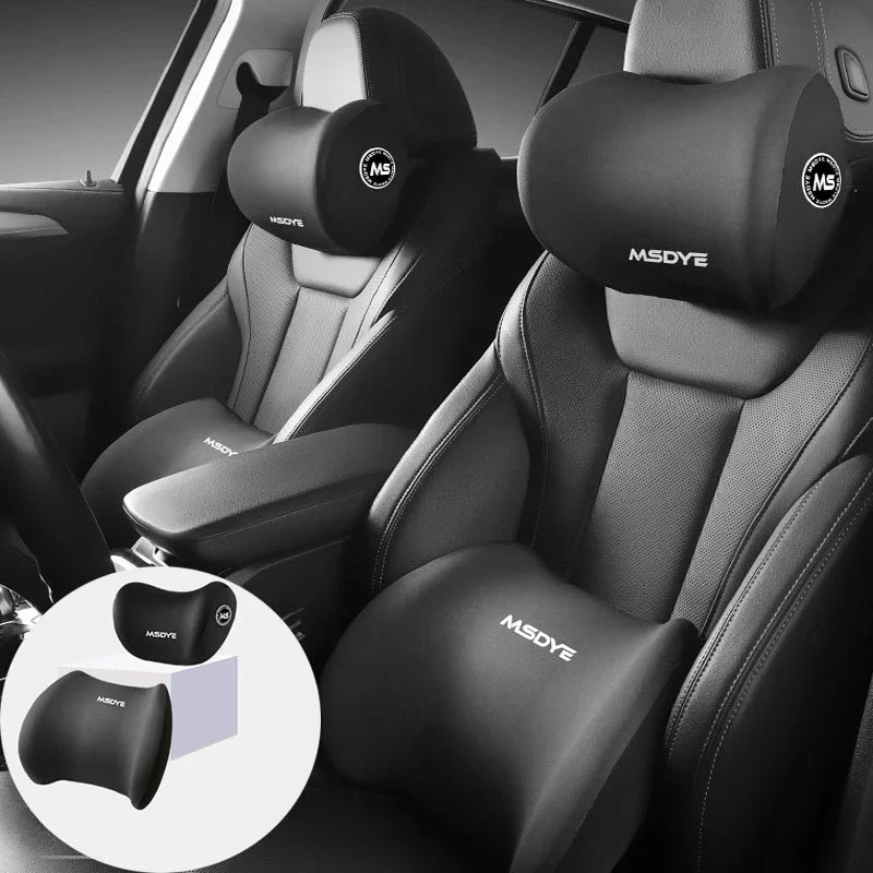 Memory Foam Car Neck Pillow Lumbar Support Set Ergonomic Breathable Headrest Back Cushion Pain Relief For Driving Office Chair