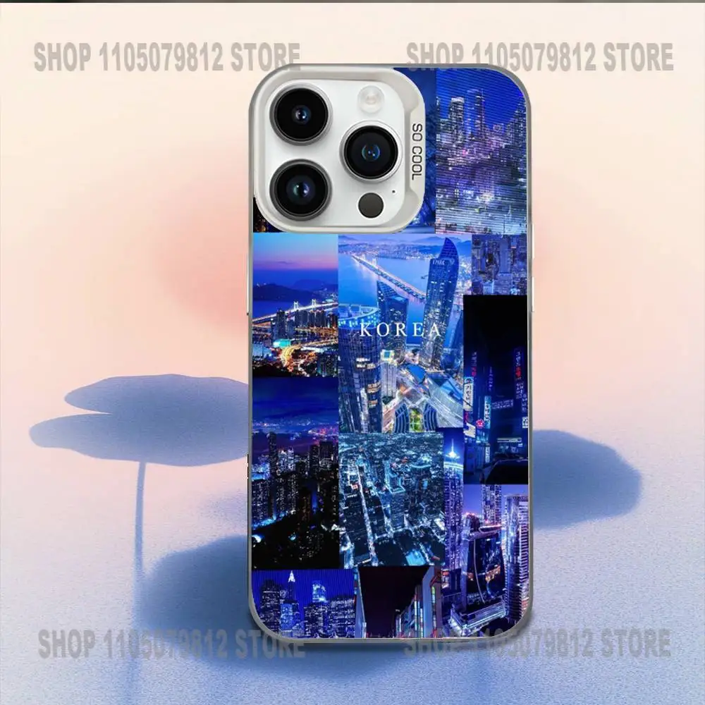 South Korea SEOUL Travel Phone Case For iPhone 16,15,14,13,12,11,Mini,Pro,E,MAX White Candy Matte Shockproof Cover