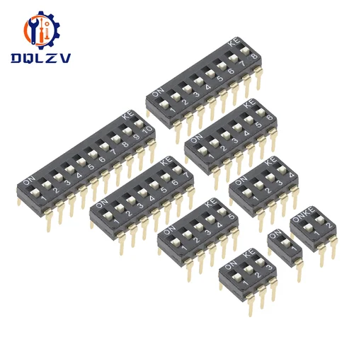Imagen 2 del producto Interruptores de palanca DIP 2,54mm 1P/2P/3P/4P/5P/6P/8P/10P negro 2,54 MM interruptor SMD Pin chapado en oro