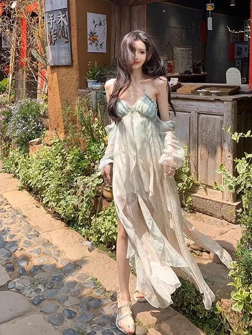 Beach Vaion Sle Donna Dr ter Ne Gonna lunga da fata Estate Bellissimo abito da ballo Vita alta A-Line Midi Dr