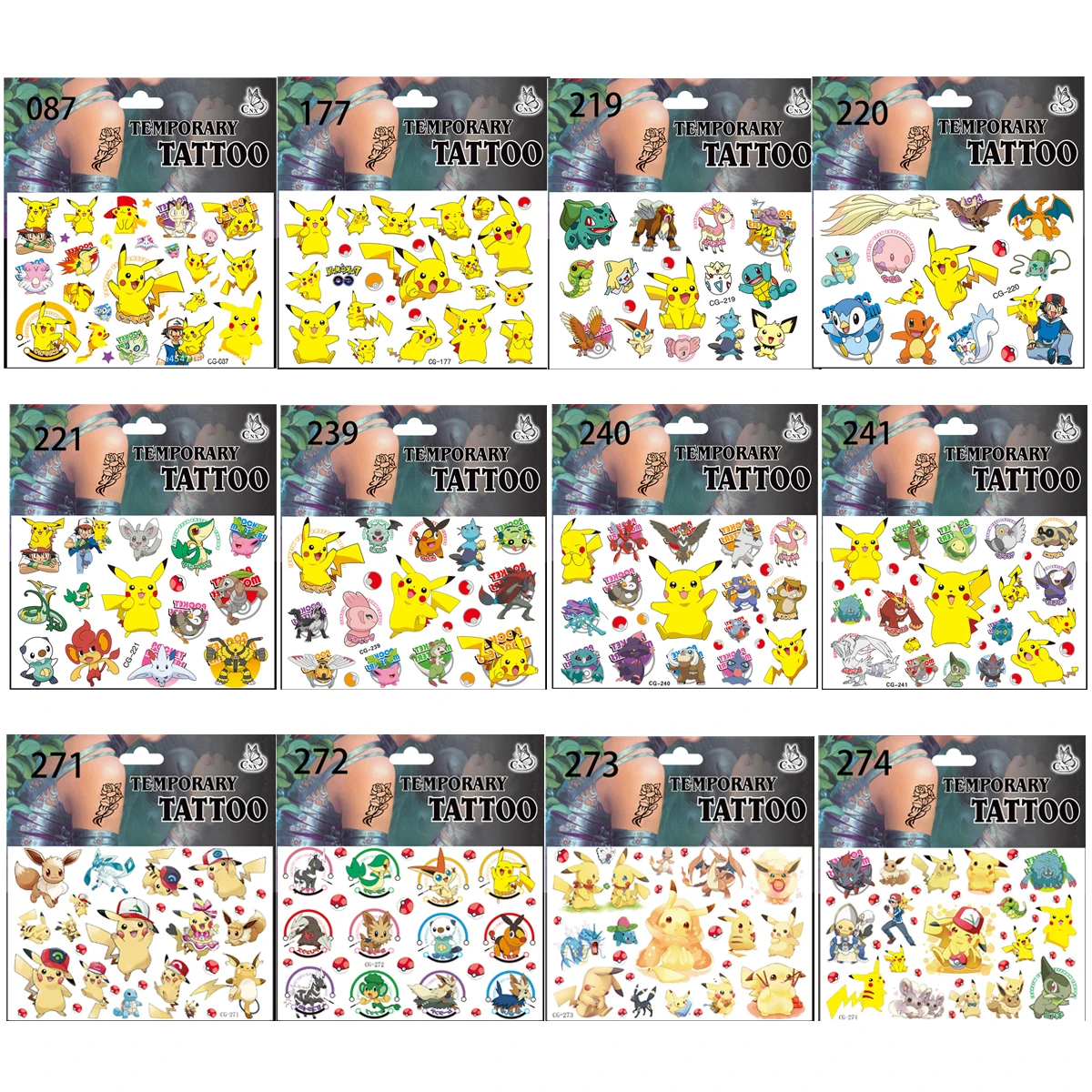 Pokemon-Tattoo-Aufkleber, wasserfest, niedliche Cartoon-Tattoos, handgefertigte Aufkleber, Geburtstagsparty-Geschenke, Geschenkartikel