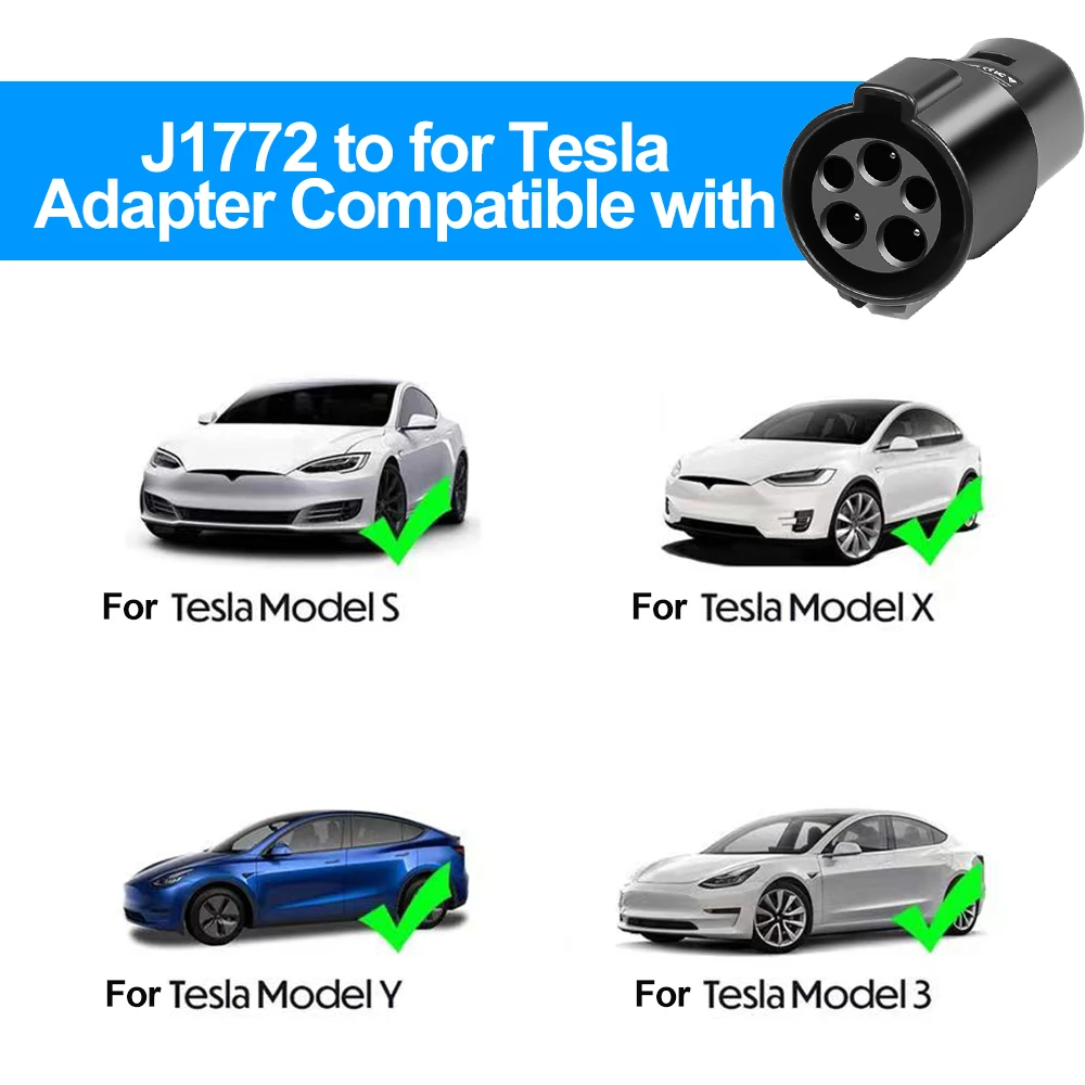 Electric Vehicle Charging Adapter Type1 J1772 to Teslas Model X Y 3 S for EV Charger Connector EVSE Conversion Gun Socket
