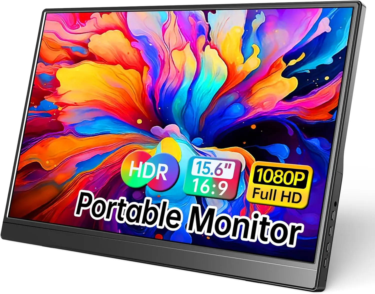 

15.6" 1080P USB-C HDMI Portable Monitor for Laptop, Xbox, PS5, Switch - Ultra-Slim Travel Display with Kickstand