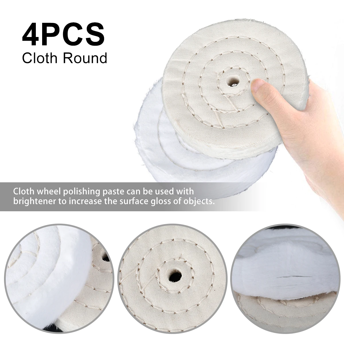 Polishing Wheel 4 Inch Wear Resistant Buffing Wheel Professional Polishing Accessories Kit for Wood Plastic Metal Ceramic Glass