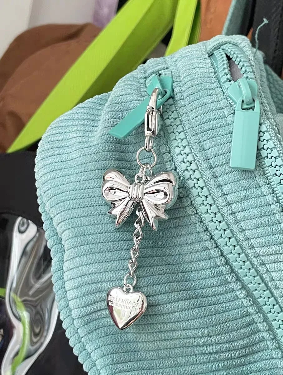 Love Bow Car Keychain Pendant Earphone Cover Bag Accessory Pendant Vintage Girly Heart keychain For Lovers Boutique Gift