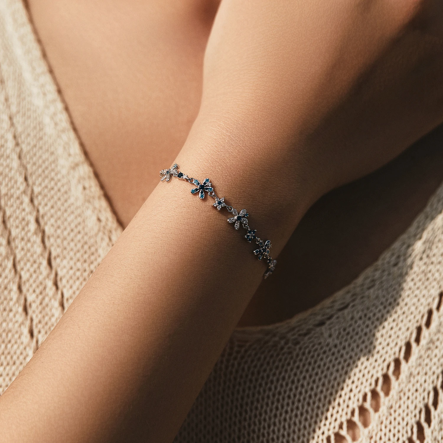 MODIAN 925 Sterling Silver luksusowe kwiaty Pave ustawienie CZ genialne bransoletki moda codzienny Link Chain dla damska biżuteria na prezent — zdjęcie 3