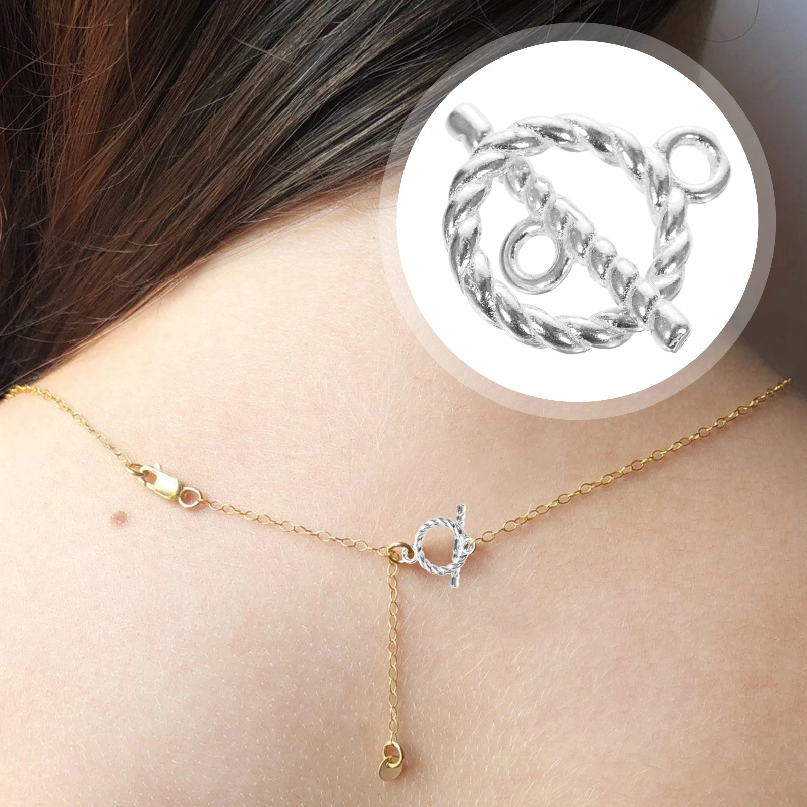 

2 set 2 Sets Silver Toggle Clasps S925 Sterling Diy Jewelry Connectors Necklace Bracelet Buckles Repair Tools Lightweight Metal